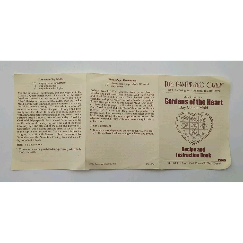 Pampered Chef 96' GARDENS OF THE HEART Clay Mold SEE‎ PICS NOT USED